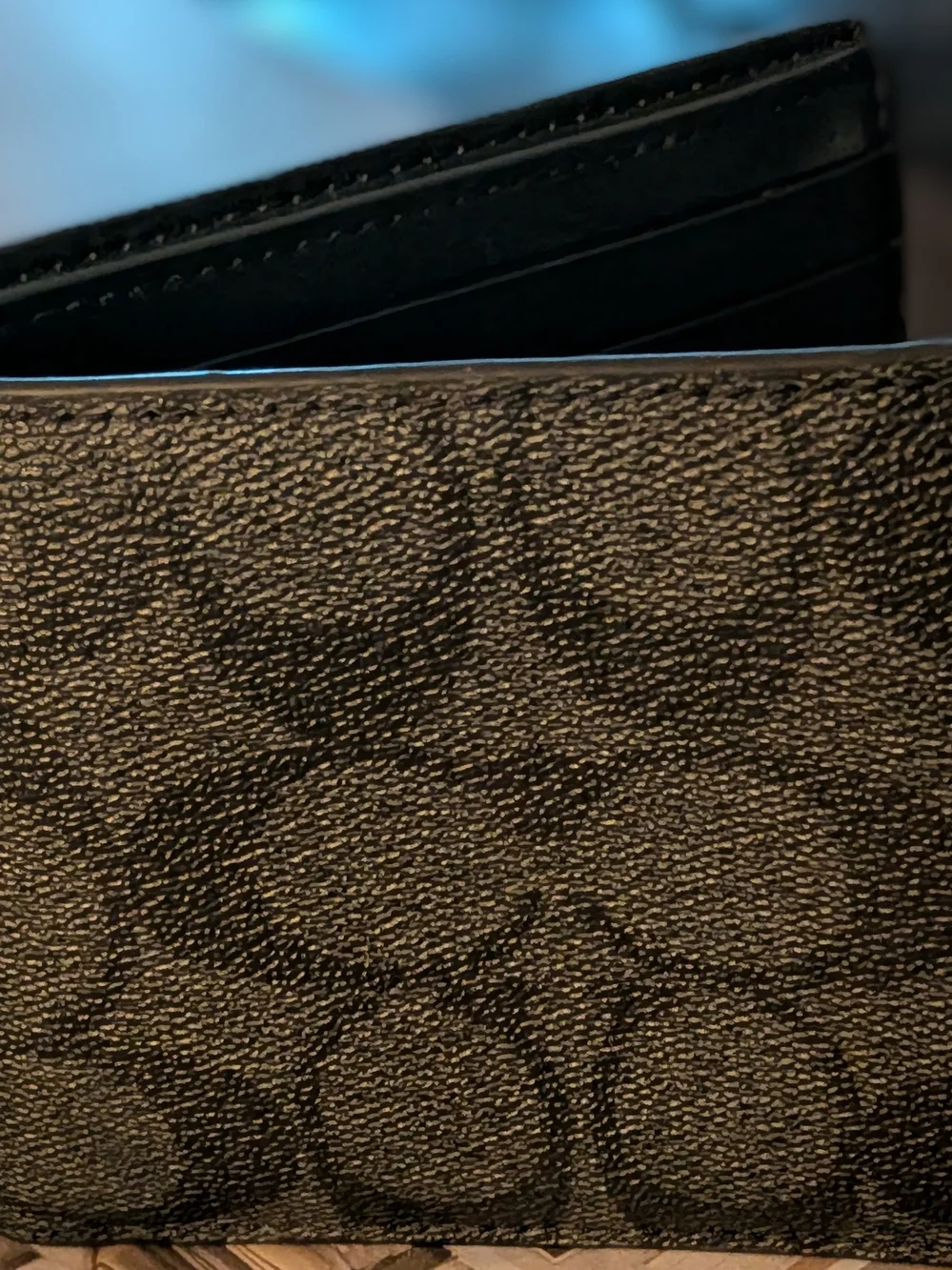 Coach Men's Dark Gray Signature Textured Leather Bifold Wallet